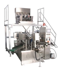 Pouch doypack filling machine with 4 head linear weigher